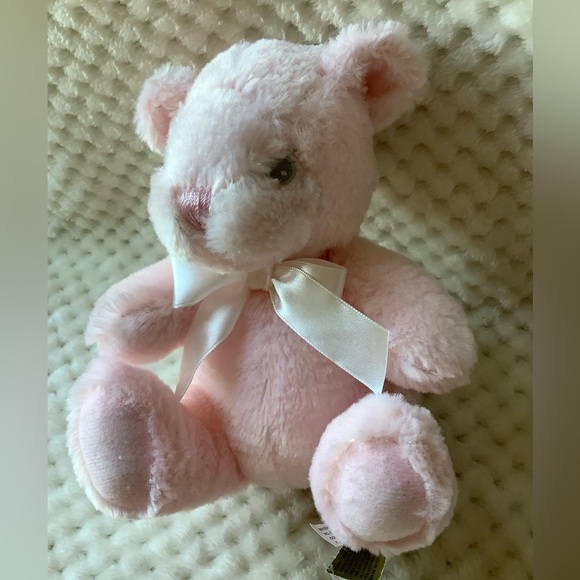 FIRST & MAIN Pink Pastel Pal Plush Bear Rattle Stuffed Animal Embroidered Eyes - Picture 4 of 14